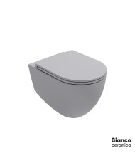 Wall-hung washbasin LENTA/53 Rimless with Soft Close cover MS38C, Bianco Ceramica Color: Stone Grey