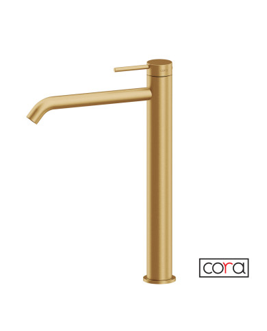 Μπαταρία Νιπτήρα Υψηλή με Βαλβίδα Clic-Clac Cosmo PVD Gold Brushed Inox 316L