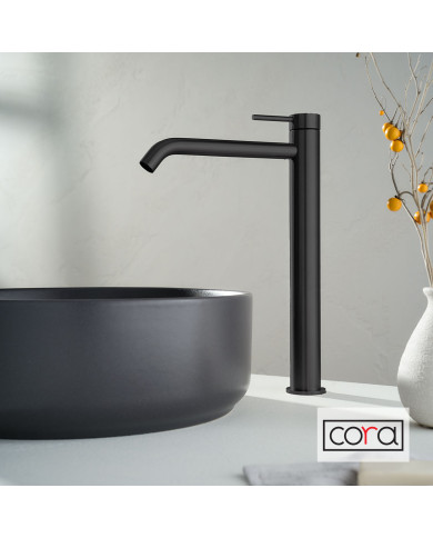 Μπαταρία Νιπτήρα Υψηλή με Βαλβίδα Clic-Clac Cosmo PVD Black Brushed Inox 316L