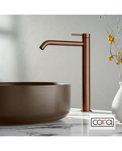 Μπαταρία Νιπτήρα Υψηλή με Βαλβίδα Clic-Clac Cosmo PVD Rose Gold Brushed Inox 316L