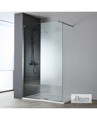 Fixed Shower Partition Clear Crystal 8mm Devon Iwis Inox PVD Black Brushed Walk-in 50 (47-49cm) CleanGlass h200cm
