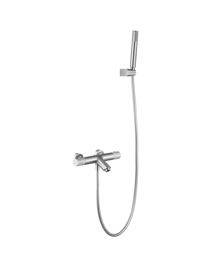 Imex Line Thermostatic Bathroom Faucet, Nickel Matt Set, Shower Handset, Spiral & Base (BTD038-4NQ)
