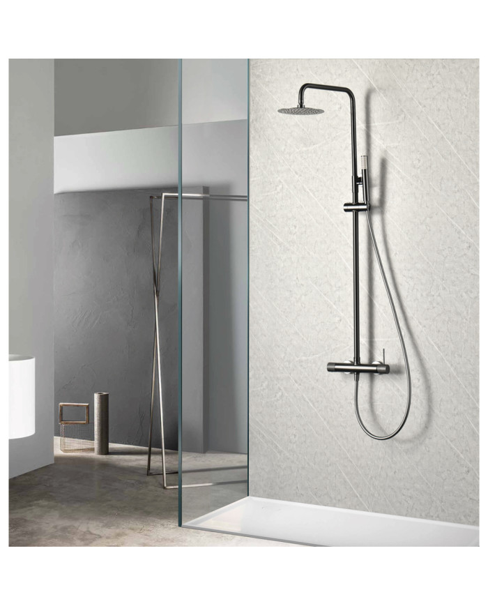 Στήλη Ντουζ Επεκτεινόμενη 2 Εξόδων Imex Line Black Gun Metal PVD Μπαταρία & Ανακλινόμενη Κεφαλή & Τηλέφωνο (BDD038/BGM)