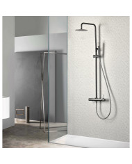 Στήλη Ντουζ Επεκτεινόμενη 2 Εξόδων Imex Line Black Gun Metal PVD Μπαταρία & Ανακλινόμενη Κεφαλή & Τηλέφωνο (BDD038/BGM)