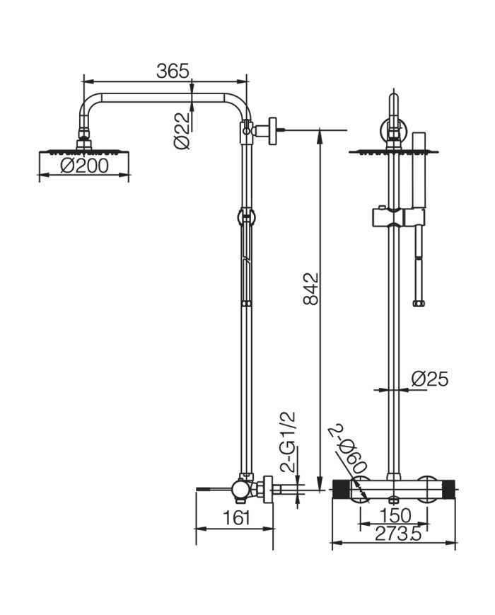 Στήλη Ντουζ Επεκτεινόμενη 2 Εξόδων Imex Line Black Gun Metal PVD Μπαταρία & Ανακλινόμενη Κεφαλή & Τηλέφωνο (BDD038/BGM)