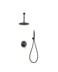 Εντοιχιζόμενο Πλήρες Σετ Λουτρού Imex Top Black Gun Metal PVD Μίκτης 2 Εξόδων & Κώδ. Οροφής Inox Ø25εκ & Τηλ. (GPQ038/BGM)