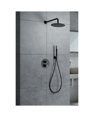 Εντοιχιζόμενο Πλήρες Σετ Λουτρού Imex Line PVD Black Gun Metal Θερμοστατικός Μίκτης 2 Εξόδων & Κώδ. Inox Ø25 & Τηλ. (GTD038/BGM)