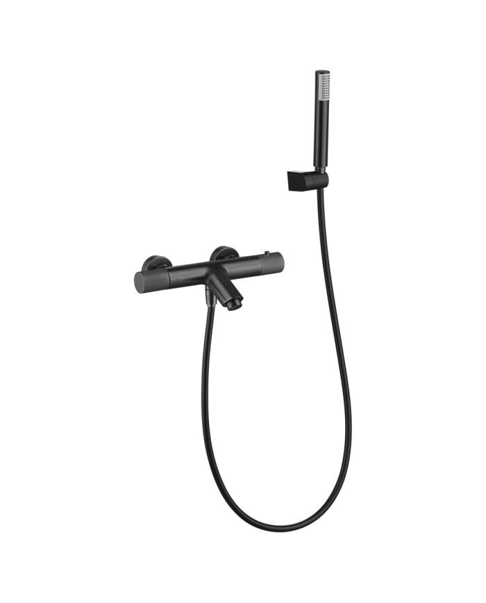 Thermostatic Bath Faucet Imex Line PVD Black Gun Metal Set Shower Head, Spiral & Base (BTD038-4BGM)