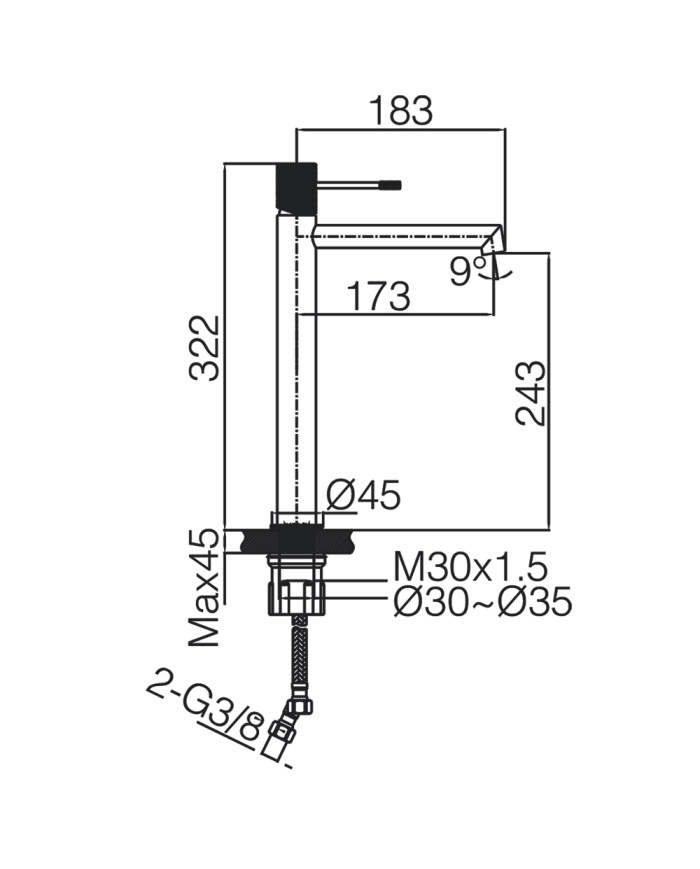 Tall Basin Mixer Imex Line PVD Gold Matt (BDD038-3OC)