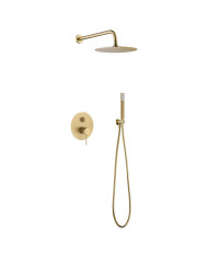 Built-in Complete Bathroom Set Imex Line PVD Gold Matt 2 Outlet Mixer & Inox Bell Ø25cm & Telephone & Bracket (GPD038/OC)