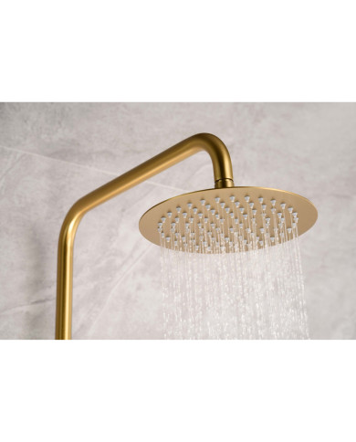 Στήλη Ντουζ Επεκτεινόμενη Θερμοστατική 2 Εξόδων Imex PVD Χρυσό Ματ με Μπαταρία & Ανακλινόμενη Κεφαλή & Τηλ. (BTD038/OC)