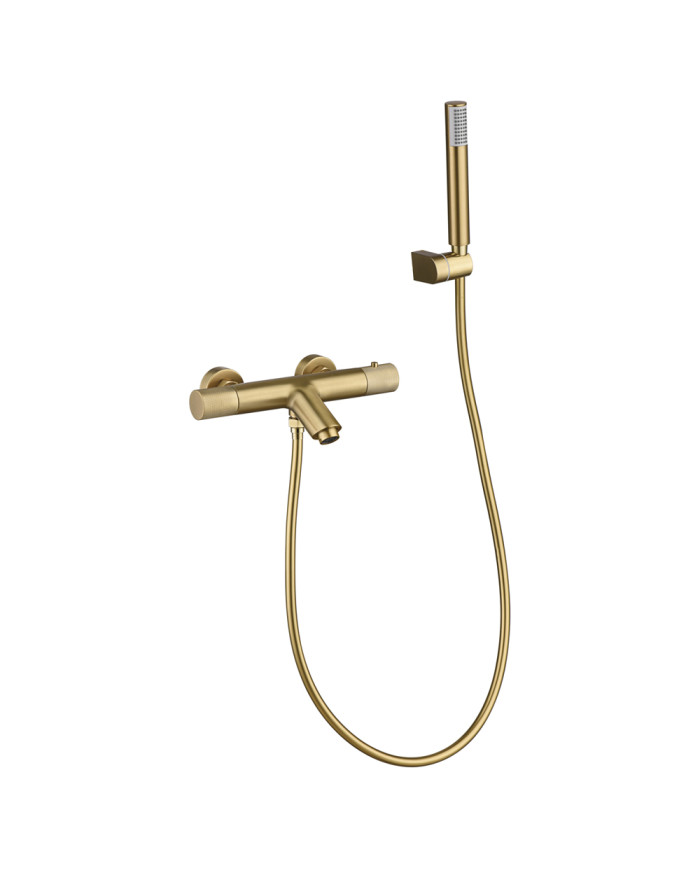 Imex Line Thermostatic Bathroom Faucet PVD Gold Matt Set Tel. Shower, Spiral & Base (BTD038-4OC)