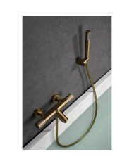 Imex Line Thermostatic Bathroom Faucet PVD Gold Matt Set Tel. Shower, Spiral & Base (BTD038-4OC)