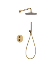 Εντοιχιζόμενο Πλήρες Σετ Λουτρού Imex Line PVD Χρυσό Ματ Θερμοστατικός Μίκτης 2 Εξόδων & Κώδ. Inox Ø25 & Τηλ. (GTD038/OC)