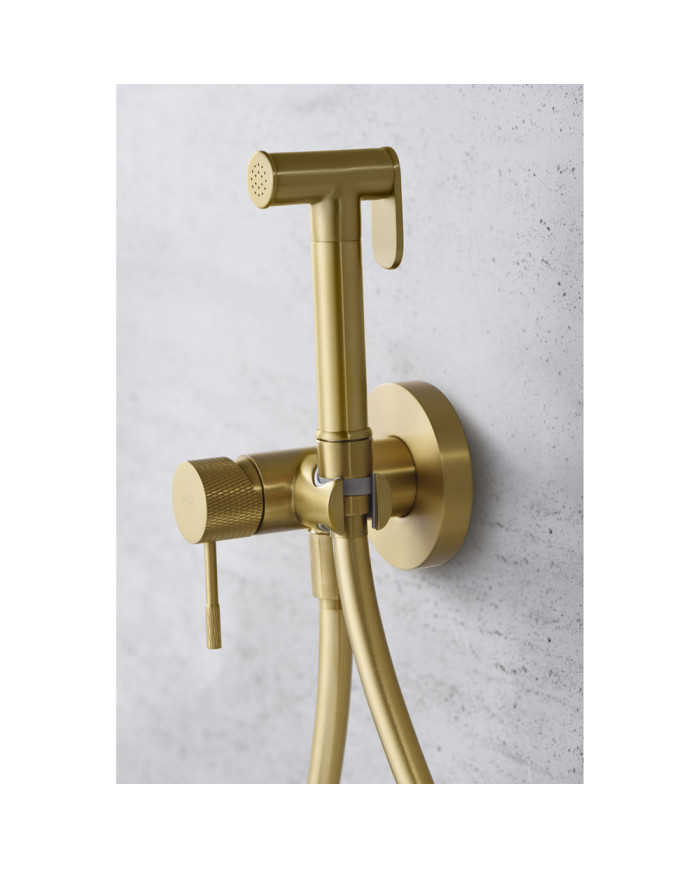 Εντοιχιζόμενο Σύστημα Μπιντέ Imex Line  PVD Χρυσό Ματ Αναμεικτικό & Ντουζάκι Υγιεινής 1 Οπής  (RDD038/OC)