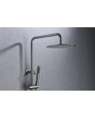 Στήλη Ντουζ Ανοξείδωτη Επεκτεινόμενη 2 Εξόδων Imex Moscu Acero Inox S316L με Μπαταρία & Ανακλινόμενη Κεφαλή & Τηλ.  (BDK034)