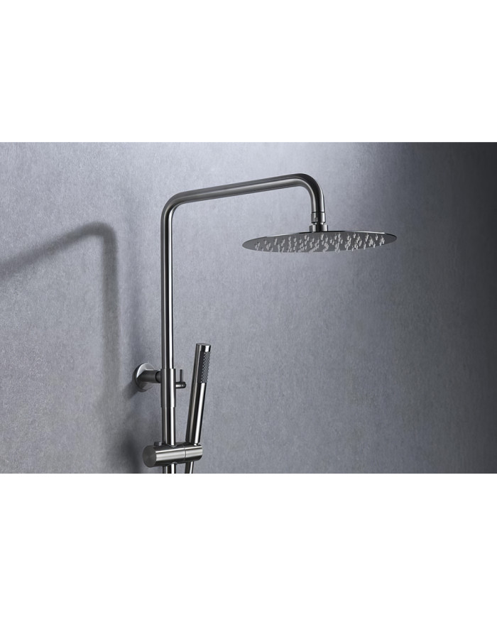 Στήλη Ντουζ Ανοξείδωτη Επεκτεινόμενη 2 Εξόδων Imex Moscu Acero Inox S316L με Μπαταρία & Ανακλινόμενη Κεφαλή & Τηλ.  (BDK034)