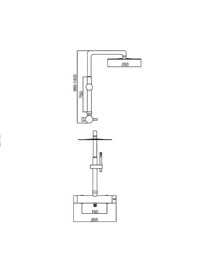 Στήλη Ντουζ Ανοξείδωτη Επεκτεινόμενη 2 Εξόδων Imex Moscu Acero Inox S316L με Μπαταρία & Ανακλινόμενη Κεφαλή & Τηλ.  (BDK034)