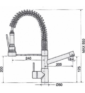 Sink Faucet Thermo Mixing Baby Chef 2 Sanitec With Spiral & Extra Outflow