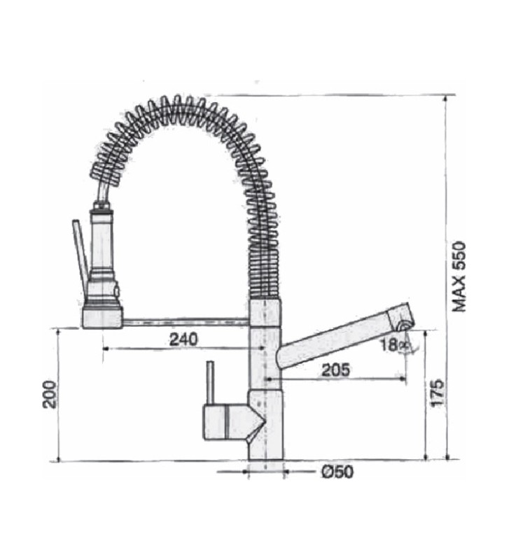 Sink Faucet Thermo Mixing Baby Chef 2 Sanitec With Spiral & Extra Outflow