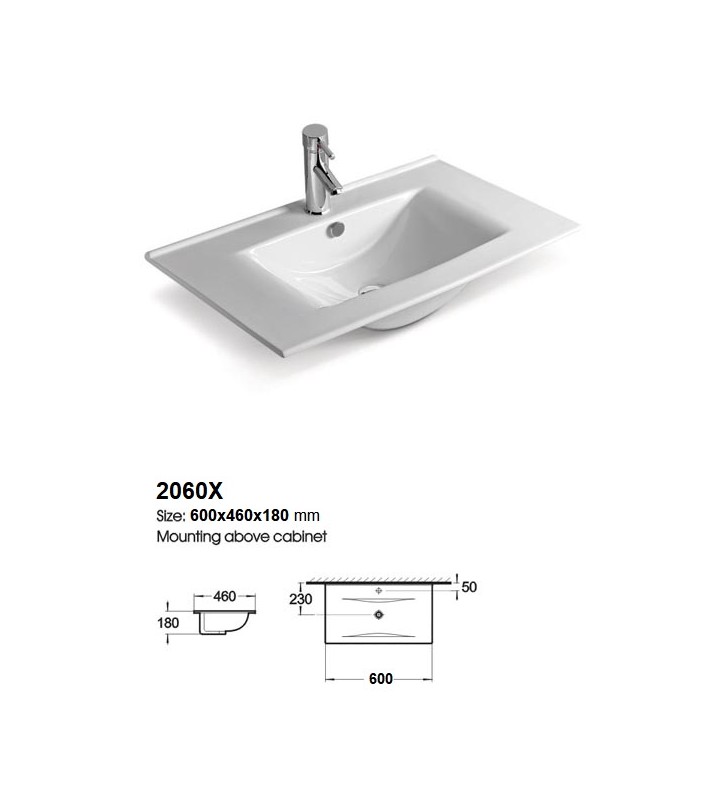 Έπιπλο Μπάνιου Drop Torino 90 White Βάση Επίπλου, Νιπτήρας & Καθρέπτης