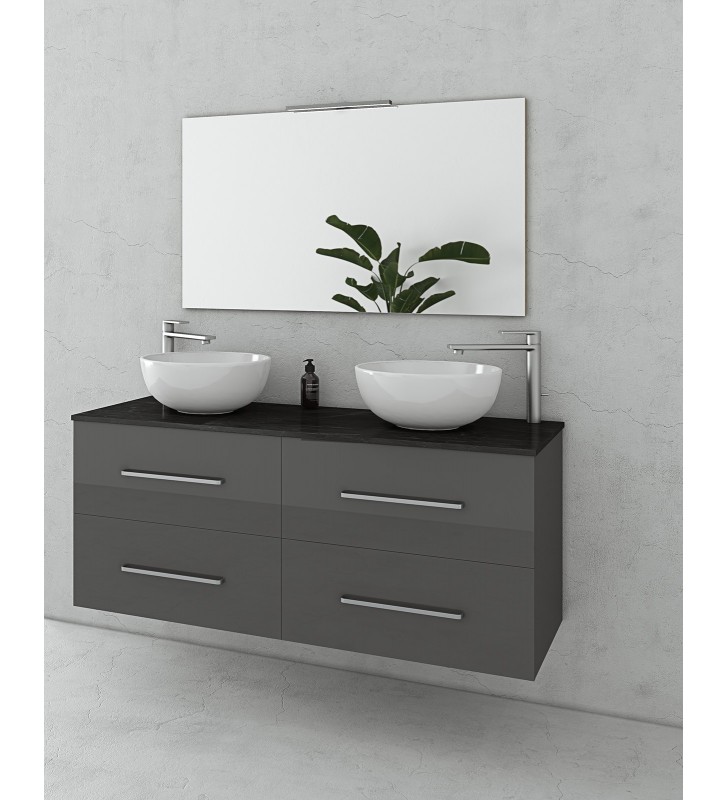 Έπιπλο Μπάνιου Torino 120 Anthracite Κρεμαστή Βάση επίπλου, Νιπτήρας, Καθρέφτης