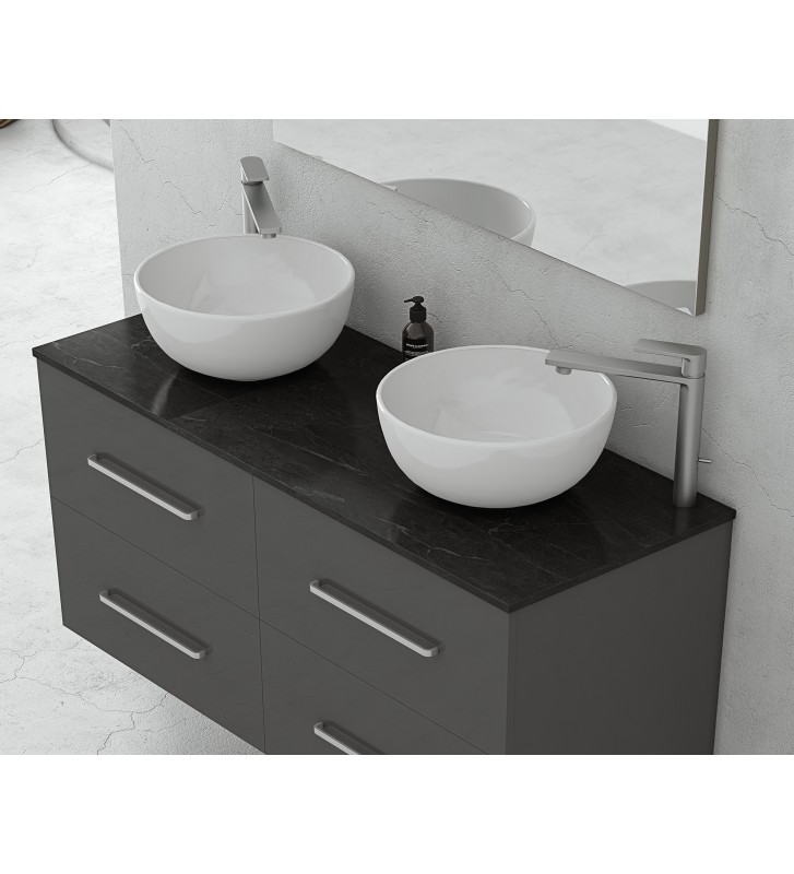 Έπιπλο Μπάνιου Torino 120 Anthracite Κρεμαστή Βάση επίπλου, Νιπτήρας, Καθρέφτης