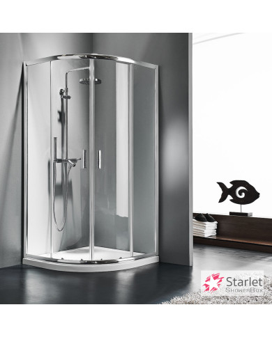 Semicircular Sliding Shower Enclosure Transparent Crystal Starlet Quadrant 1/4 circle Clear Chrome 80x180