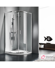 Semicircular Sliding Shower Enclosure Transparent Crystal Starlet Quadrant 1/4 circle Clear Chrome 80x180
