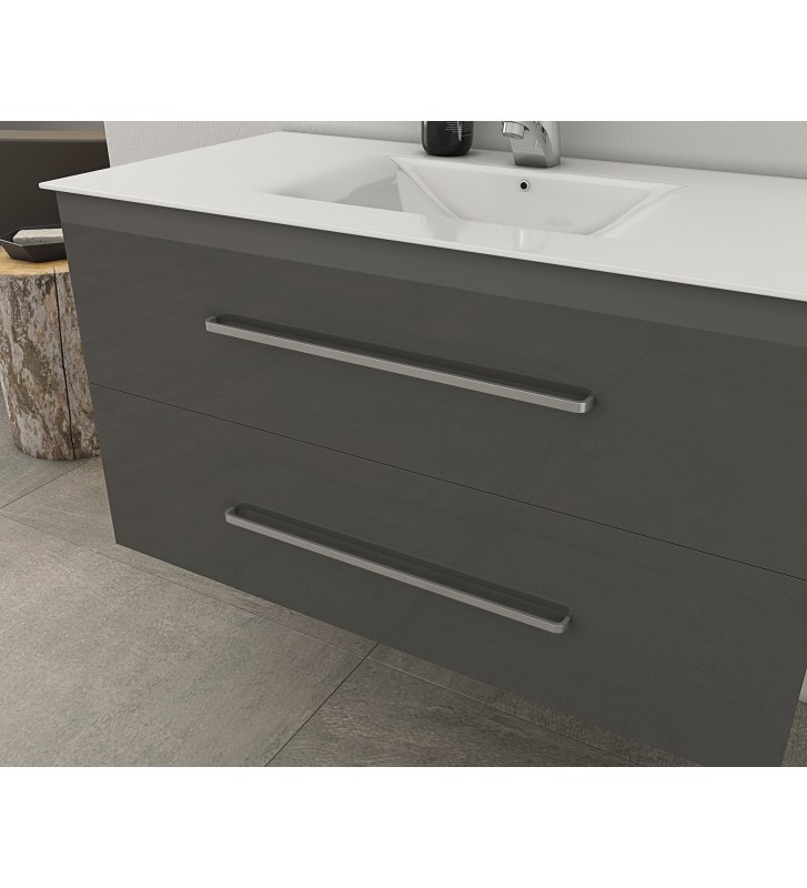 Έπιπλο Μπάνιου Drop Torino 90 Anthracite-1 Βάση Επίπλου, Νιπτήρας & Καθρέπτης
