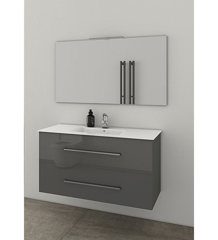 Έπιπλο Μπάνιου Drop Torino 90 Anthracite-1 Βάση Επίπλου, Νιπτήρας & Καθρέπτης