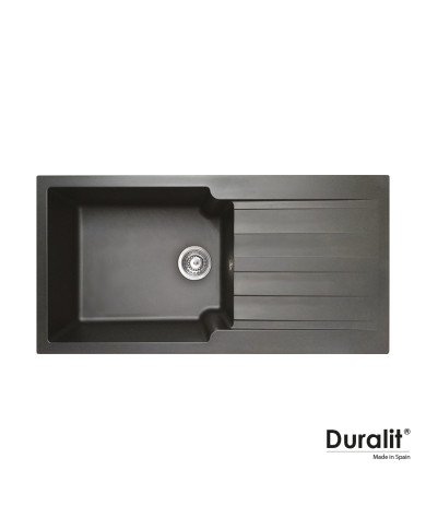 Νεροχύτης Ένθετος Duralit Συνθετικός Graphite Βαρέως Τύπου με Μία Γούρνα & Ποδιά (100x50cm)