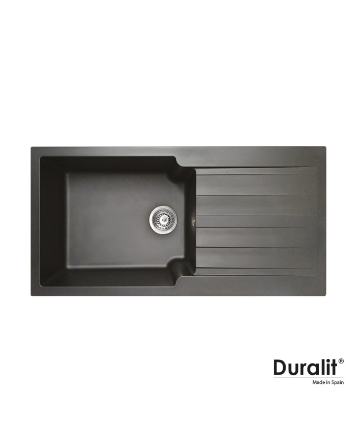 Νεροχύτης Ένθετος Duralit Συνθετικός Graphite Βαρέως Τύπου με Μία Γούρνα & Ποδιά (100x50cm)