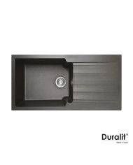 Νεροχύτης Ένθετος Duralit Συνθετικός Graphite Βαρέως Τύπου με Μία Γούρνα & Ποδιά (100x50cm)