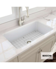 Νεροχύτης Κουζίνας Bocchi Farmhouse από Πορσελάνη White Matt με Μία Γούρνα (81x48cm) 1362-301