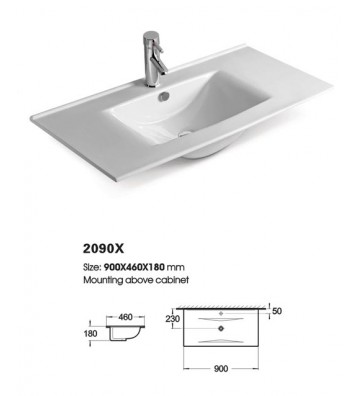 Bathroom Furniture Drop Torino 90 White-2 Furniture Stand, Sink & Mirror