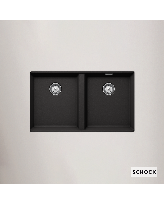 Νεροχύτης Υποκαθήμενος Schock Cristalite Manhattan Nero Δύο Γούρνες 75x45,6εκ.