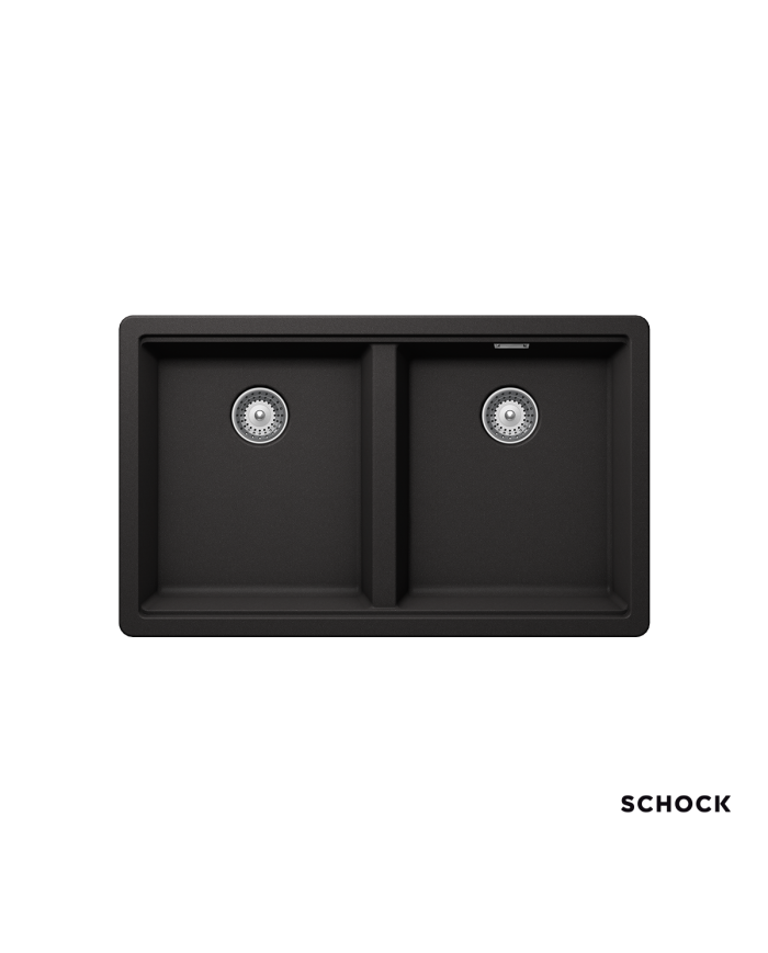 Νεροχύτης Υποκαθήμενος Schock Cristalite Manhattan Nero Δύο Γούρνες 75x45,6εκ.