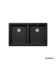 Νεροχύτης Υποκαθήμενος Schock Cristalite Manhattan Nero Δύο Γούρνες 75x45,6εκ.