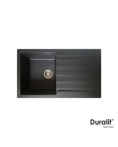 Νεροχύτης Ένθετος Duralit Graphite Συνθετικός Βαρέως Τύπου με Μία Γούρνα & Ποδιά (86x50cm) Graphite