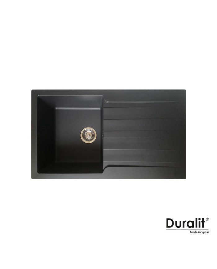 Νεροχύτης Ένθετος Duralit Graphite Συνθετικός Βαρέως Τύπου με Μία Γούρνα & Ποδιά (86x50cm) Graphite