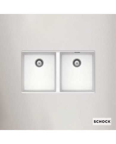 Schock Cristalite Manhattan SuperWhite Undermount Sink Two Bowls 75x45.6cm.