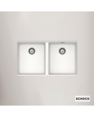 Schock Cristalite Manhattan SuperWhite Undermount Sink Two Bowls 75x45.6cm.
