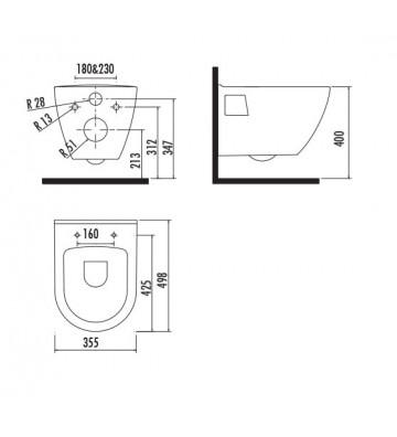 Hanging Basin Creavit Razor (TP325) with bidet system