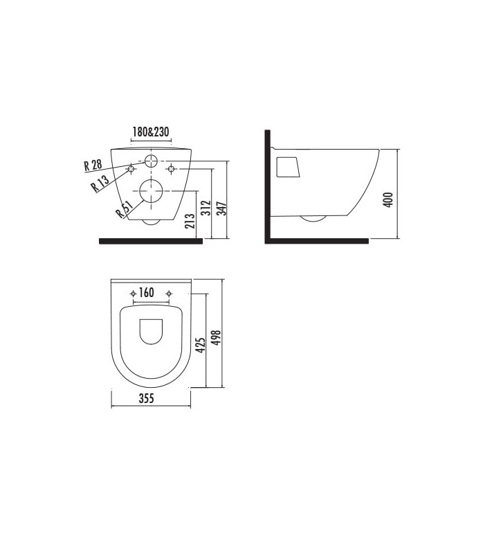 Λεκάνη Κρεμαστή Creavit Razor (TP325) με σύστημα μπιντέ