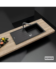 Schock Cristalite Element Nero Reversible Single Bowl Undermount Sink & Apron 100x50cm