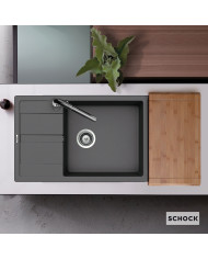 Schock Cristalite Manhattan Nero Single Bowl Undermount Sink with Apron 78x50cm