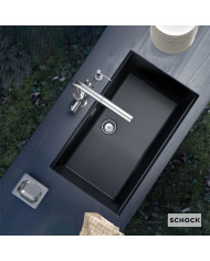 Νεροχύτης Υποκαθήμενος Schock Cristalite Manhattan Nero  Μία Γούρνα 75x45,6cm