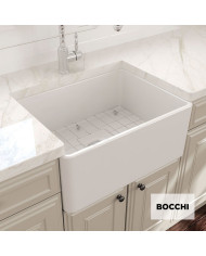 Porcelain Kitchen Sink Overmount 61x46 Bocchi White Glossy (1099-300)
