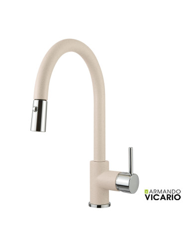 Μπαταρία Νεροχύτη Πάγκου Με Περιστρεφόμενο Ρουξούνι & Συρόμενο Ντους Διπλής Ροής Armando Vicario Fluo Everest (18780-1511)